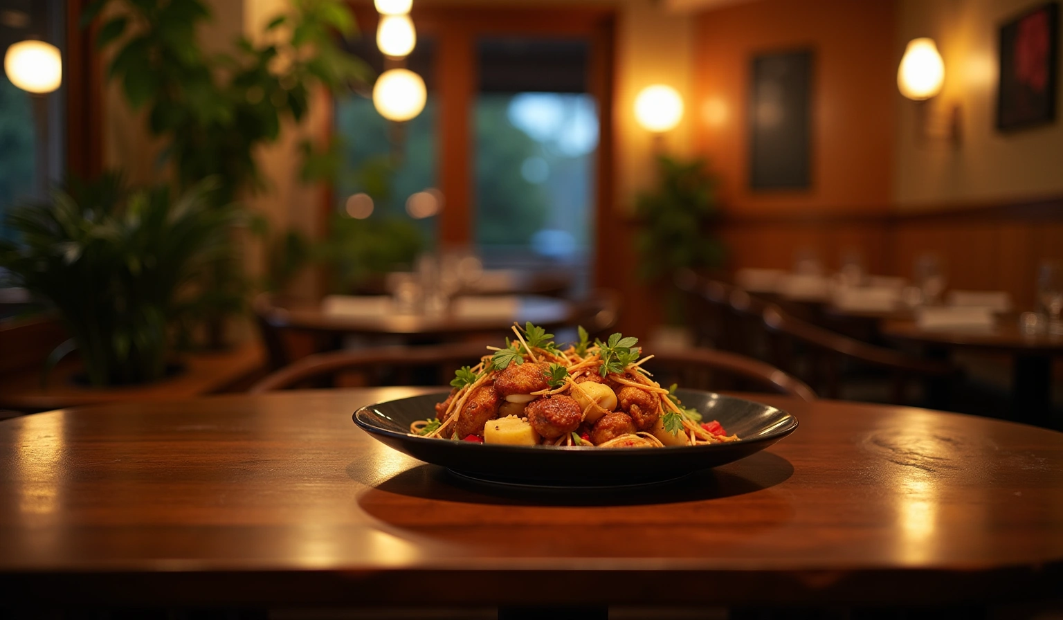 Ricky Thai Bistro dining room at night